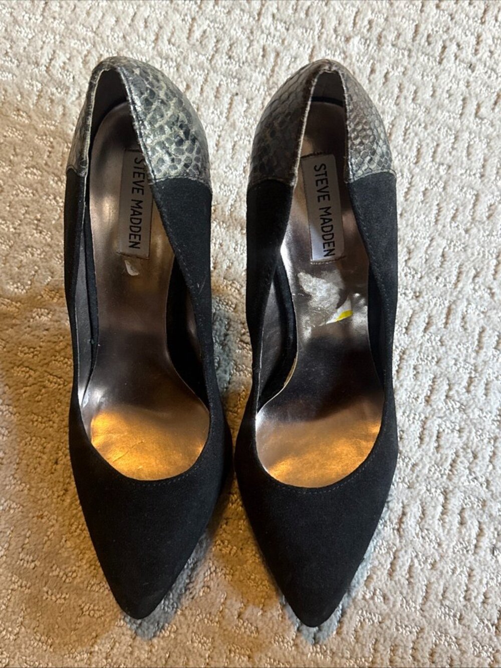 Steve Madden Women's Black Snake Print Stiletto Heels